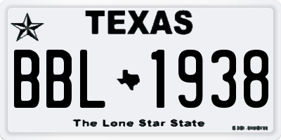 TX license plate BBL1938