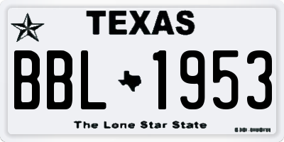 TX license plate BBL1953