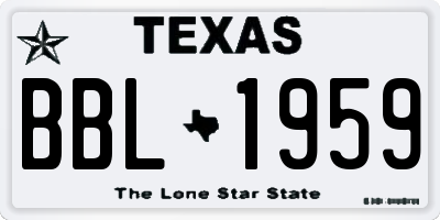 TX license plate BBL1959
