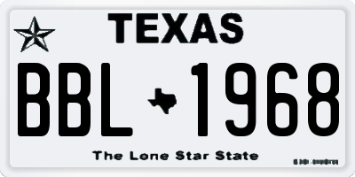 TX license plate BBL1968