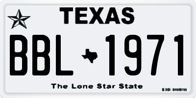 TX license plate BBL1971