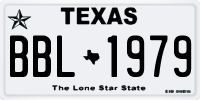 TX license plate BBL1979