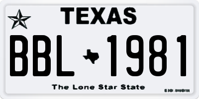 TX license plate BBL1981