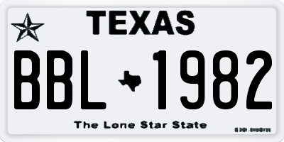 TX license plate BBL1982