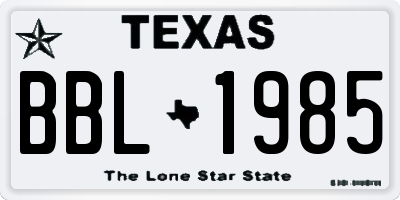TX license plate BBL1985