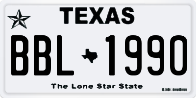 TX license plate BBL1990