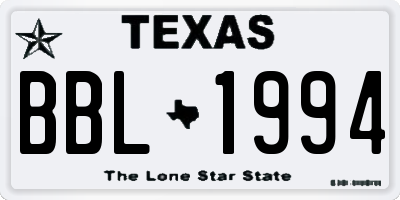 TX license plate BBL1994