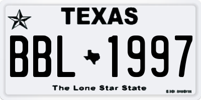 TX license plate BBL1997