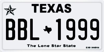TX license plate BBL1999