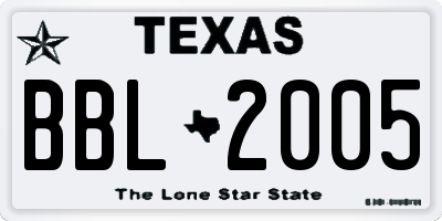 TX license plate BBL2005