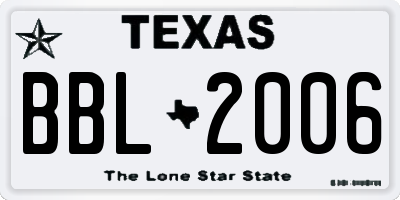TX license plate BBL2006