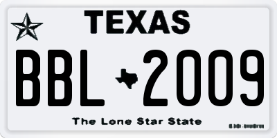 TX license plate BBL2009