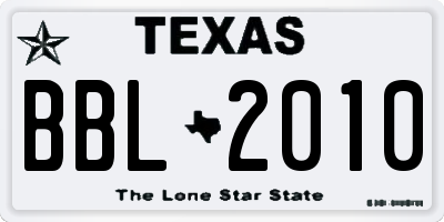 TX license plate BBL2010