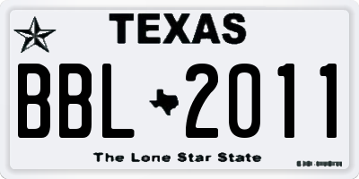TX license plate BBL2011