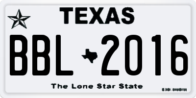 TX license plate BBL2016