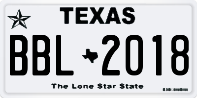TX license plate BBL2018