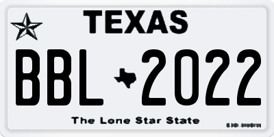 TX license plate BBL2022