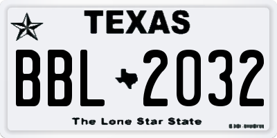 TX license plate BBL2032
