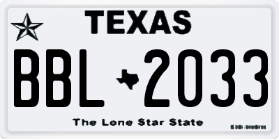 TX license plate BBL2033