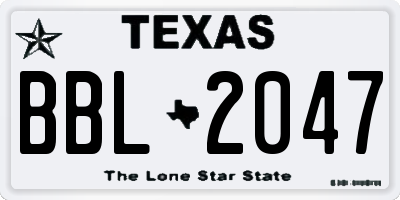 TX license plate BBL2047