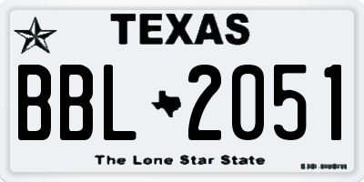 TX license plate BBL2051