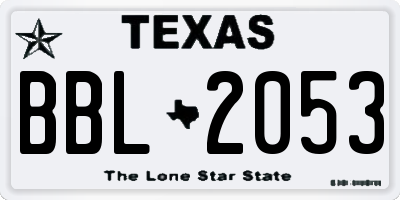 TX license plate BBL2053