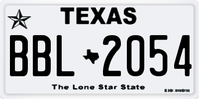 TX license plate BBL2054