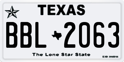 TX license plate BBL2063