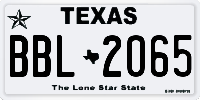 TX license plate BBL2065