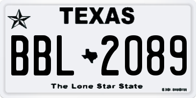 TX license plate BBL2089