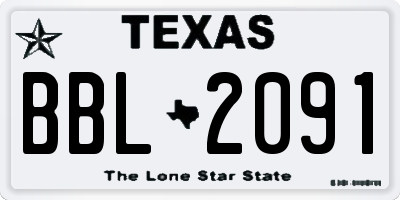 TX license plate BBL2091