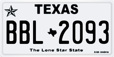 TX license plate BBL2093