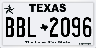 TX license plate BBL2096