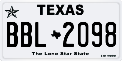 TX license plate BBL2098