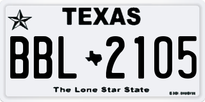 TX license plate BBL2105