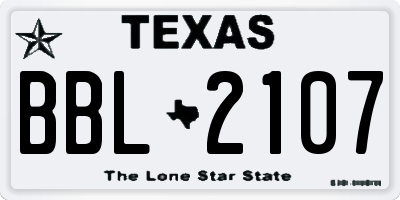 TX license plate BBL2107