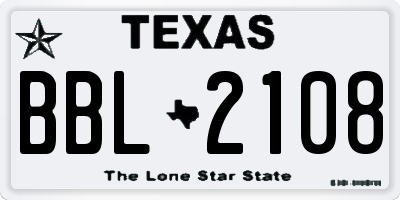 TX license plate BBL2108