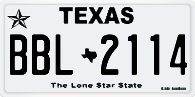 TX license plate BBL2114