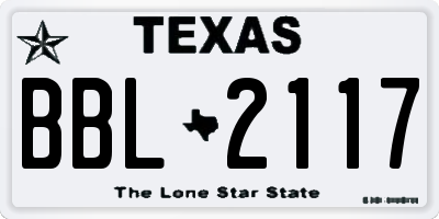 TX license plate BBL2117