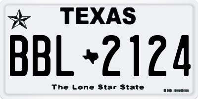 TX license plate BBL2124