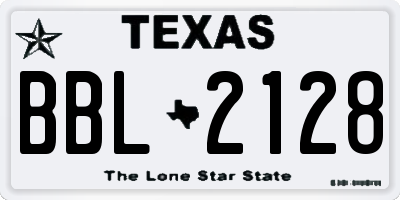 TX license plate BBL2128