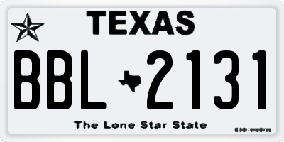 TX license plate BBL2131