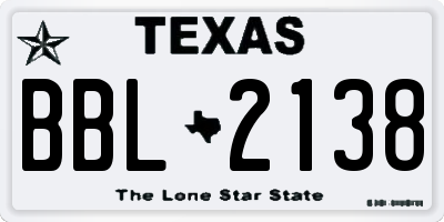 TX license plate BBL2138
