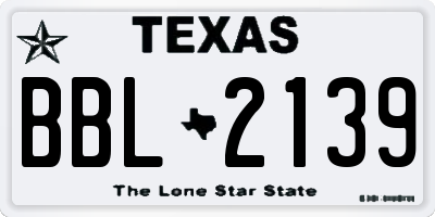 TX license plate BBL2139