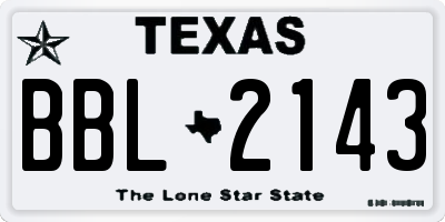 TX license plate BBL2143