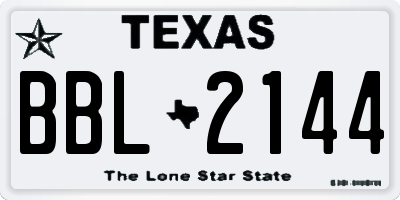 TX license plate BBL2144