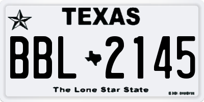 TX license plate BBL2145