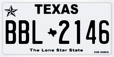 TX license plate BBL2146