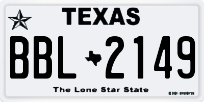 TX license plate BBL2149