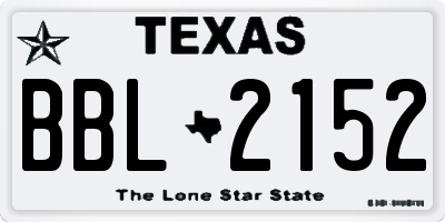 TX license plate BBL2152
